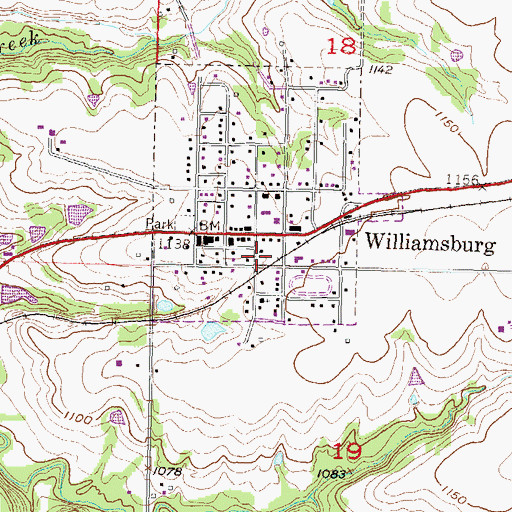 Topographic Map of Shady's Recreational Vehicle Park, KS