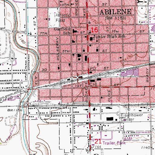 Topographic Map of Abilene Convention Center, KS