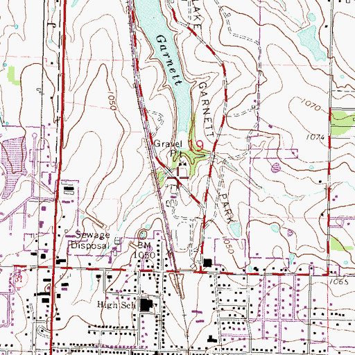 Topographic Map of Garnett Fairgrounds, KS