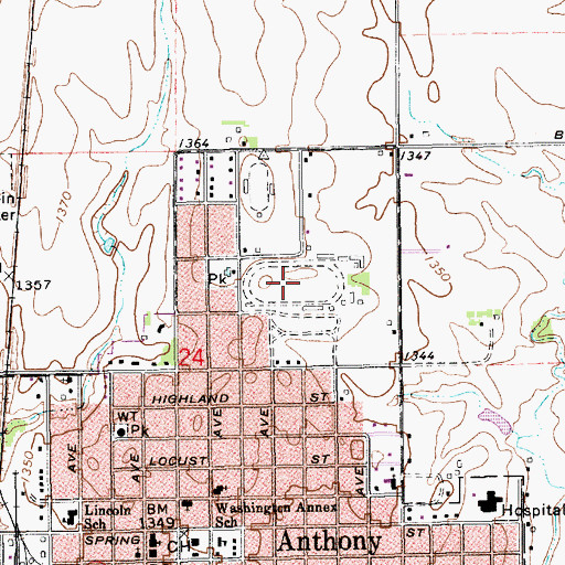 Topographic Map of Anthony Downs Races, KS
