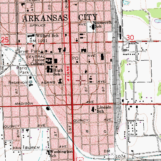 Topographic Map of Arkansas City Senior Center, KS