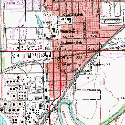 Topographic Map of Augusta Chamber of Commerce, KS