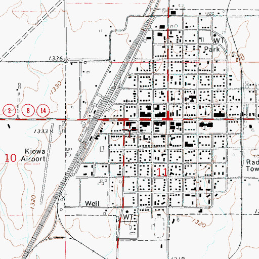 Topographic Map of Kiowa Community Center, KS