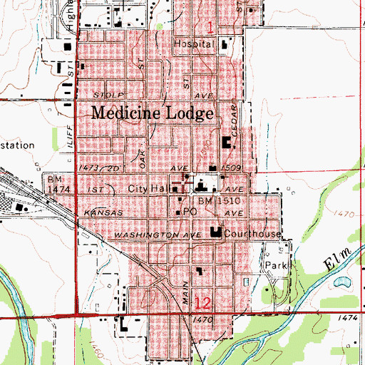 Topographic Map of Medicine Lodge Senior Citizen Center, KS