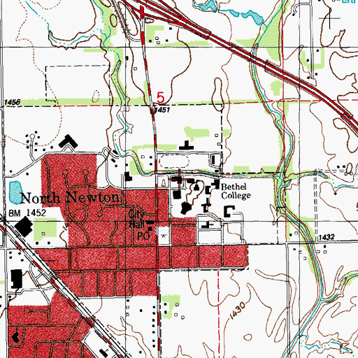 Topographic Map of Bethel College Mantz Library, KS