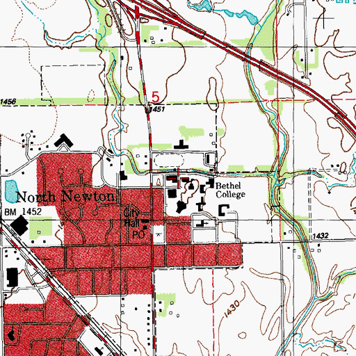 Topographic Map of Bethel College Mennonite Library and Archives, KS