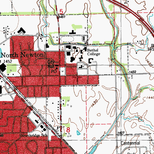 Topographic Map of Bethel College Leisy Welcome Center, KS