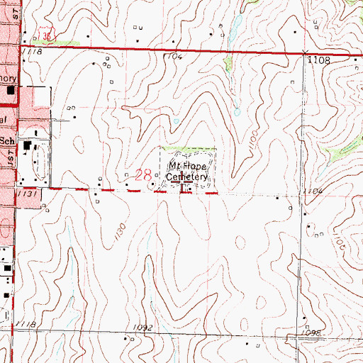 Topographic Map of Davis Memorial, KS