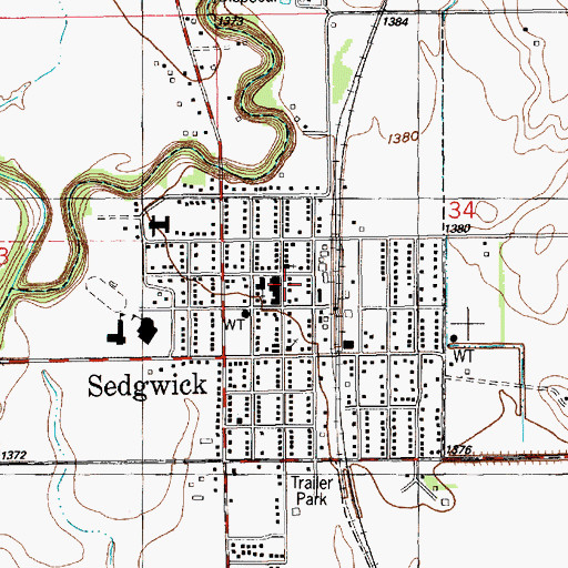 Topographic Map of Sedgwick Community Center, KS