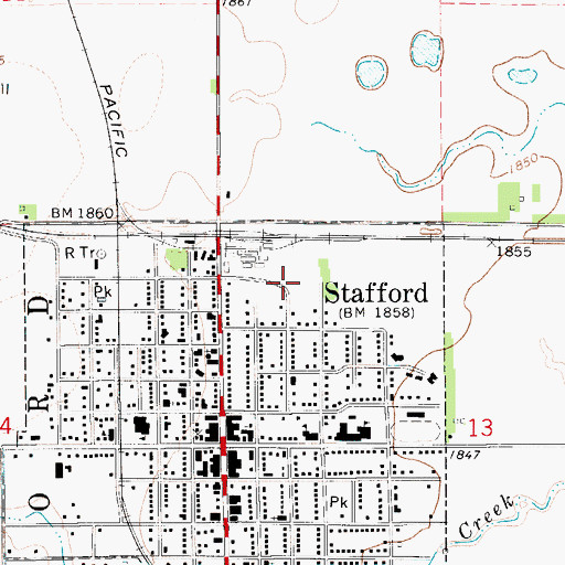 Topographic Map of Stafford County Fairgrounds, KS