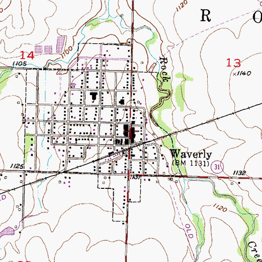 Topographic Map of Waverly Community Building, KS