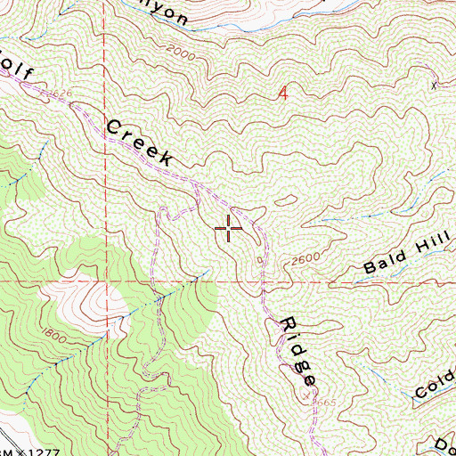 Topographic Map of Wolf Creek Ridge, CA