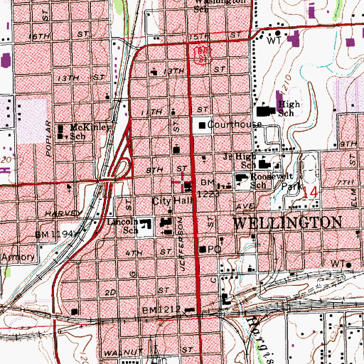 Topographic Map of Memorial Auditorium and Fitness Center, KS