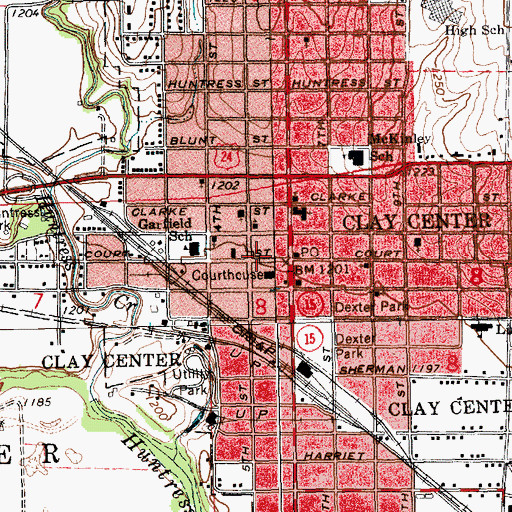 Topographic Map of Clay Center Area Chamber of Commerce, KS