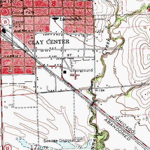 Topographic Map of Clay County Fairgrounds, KS