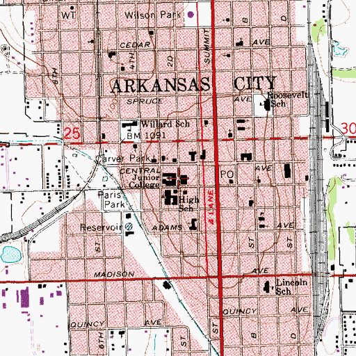 Topographic Map of Cowley County Community College W S Scott Auditorium, KS