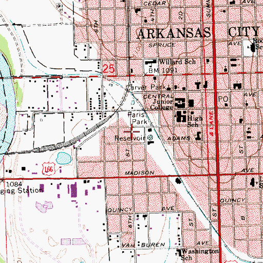 Topographic Map of Cowley County Community College Recreation Building, KS