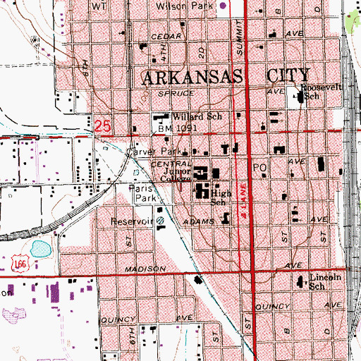 Topographic Map of Cowley County Community College Renn Memorial Library, KS
