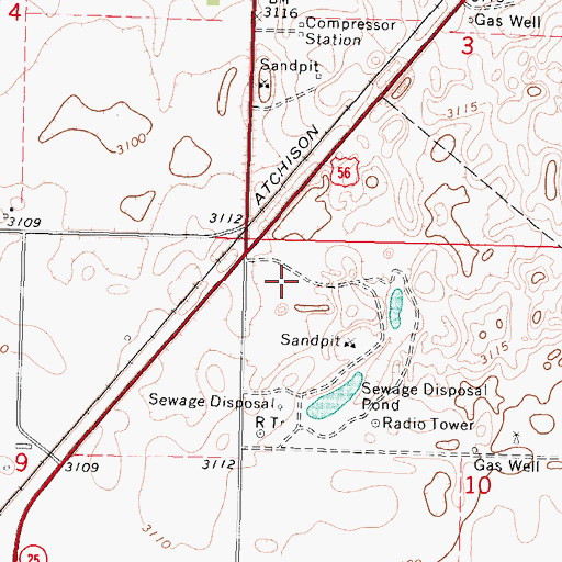 Topographic Map of Dirtona Raceway, KS