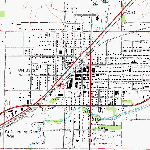 Topographic Map of Allison Memorial Community and Youth Center, KS