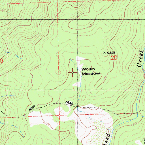 Topographic Map of Wolfin Meadow, CA