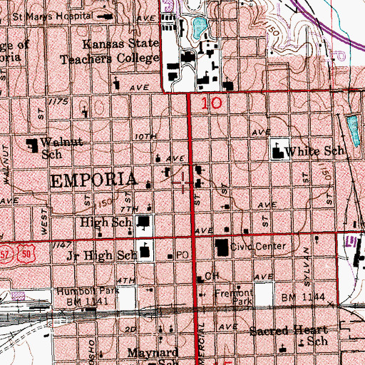 Topographic Map of Emporia Granada Theatre, KS