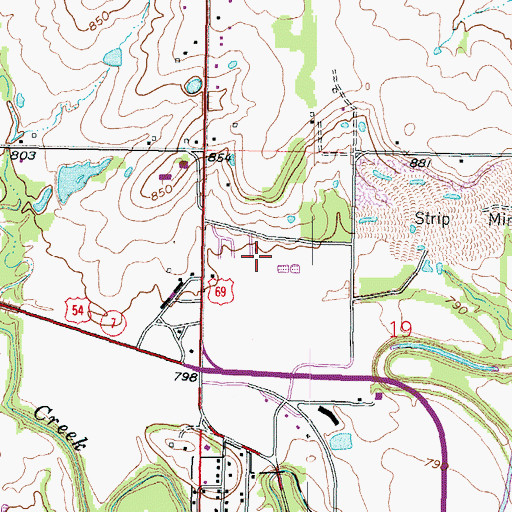 Topographic Map of Fort Scott Campground, KS