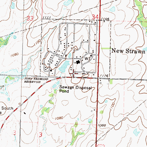 Topographic Map of New Strawn Community Center, KS