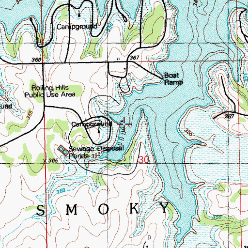 Topographic Map of Thunderbird Marina, KS