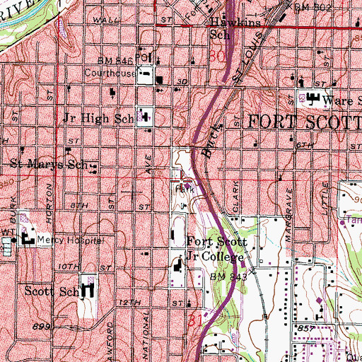 Topographic Map of Buck Run Community Center, KS