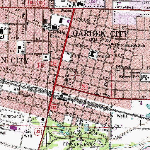 Topographic Map of Garden City Recreation Commission Activity Center, KS