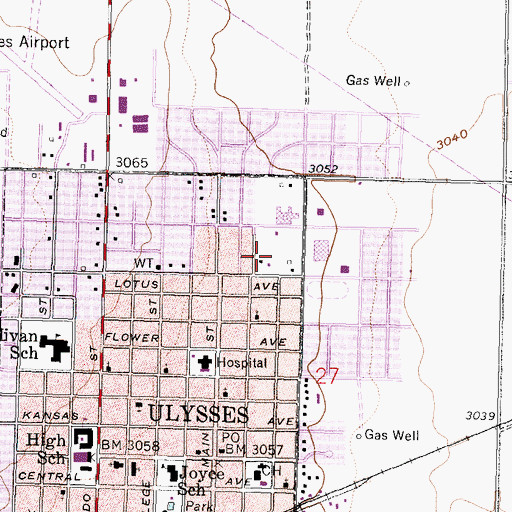 Topographic Map of Grant County Pool and Wellness Facility, KS