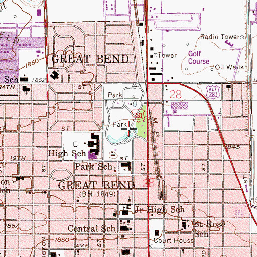 Topographic Map of Great Bend Zoo, KS