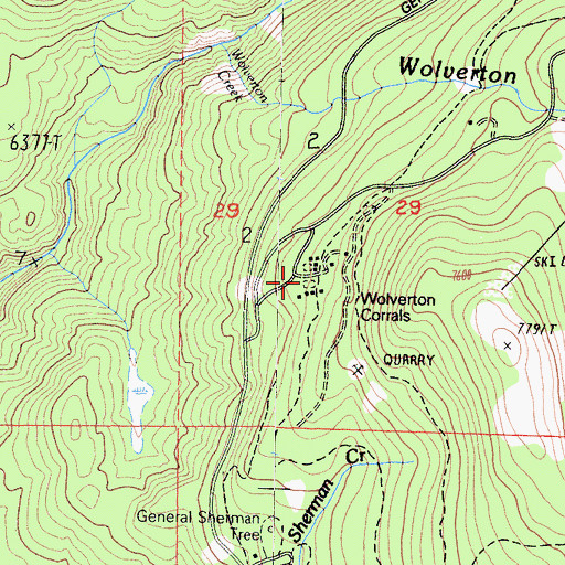 Topographic Map of Wolverton Corrals, CA
