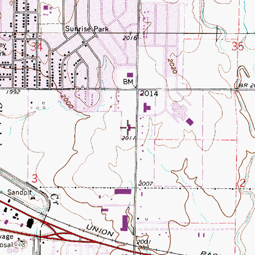 Topographic Map of Hays Recreation Center, KS