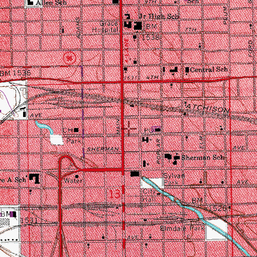 Topographic Map of Fox Theatre, KS