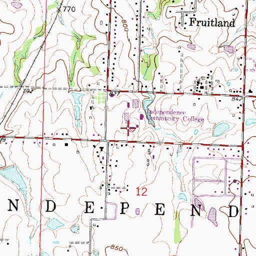 Topographic Map of Independence Community College Inge Theater, KS