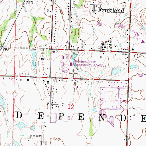 Topographic Map of Independence Community College Observatory, KS