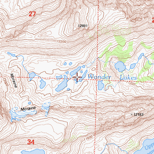 Topographic Map of Wonder Lakes, CA