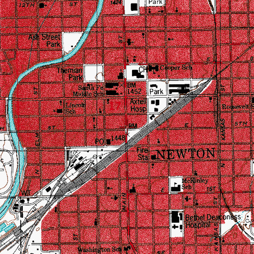 Topographic Map of Newton Area Chamber of Commerce and Visitor's Bureau, KS