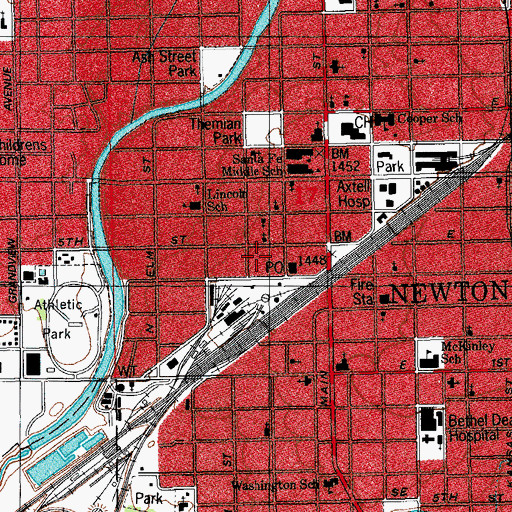 Topographic Map of Newton Recreation Center, KS