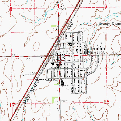 Topographic Map of Inman Senior Center, KS