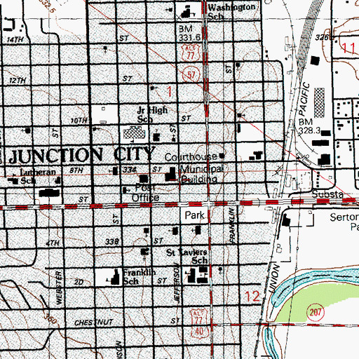 Topographic Map of Junction City Chamber of Commerce, KS