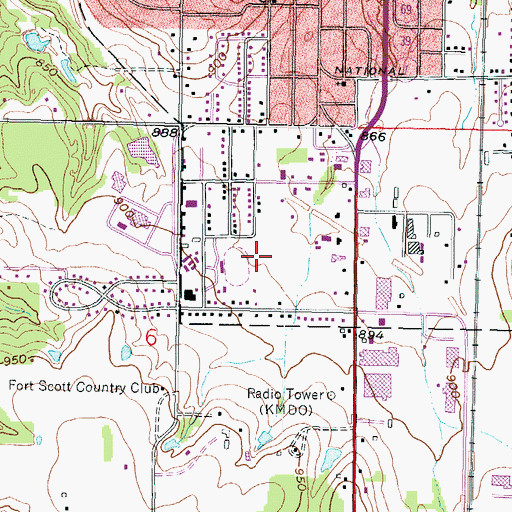 Topographic Map of Bourbon County Fairgrounds, KS