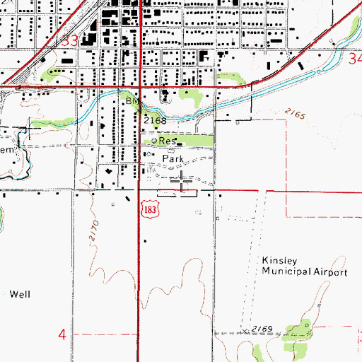 Topographic Map of Edwards County Fairgrounds, KS
