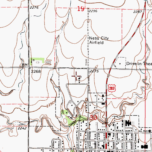 Topographic Map of Ness County Fairgrounds, KS
