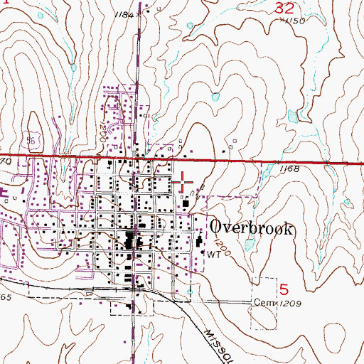 Topographic Map of Overbrook Fairgrounds, KS