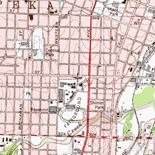 Topographic Map of Kansas Expocentre Agricultural Hall, KS