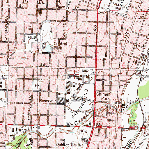 Topographic Map of Kansas Expocentre Heritage Hall, KS