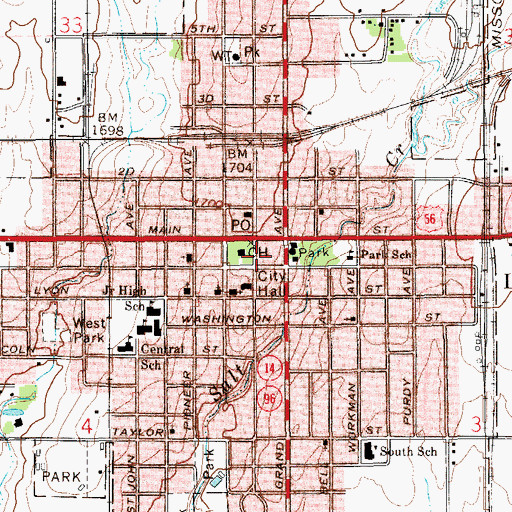 Topographic Map of Lyons Chamber of Commerce, KS